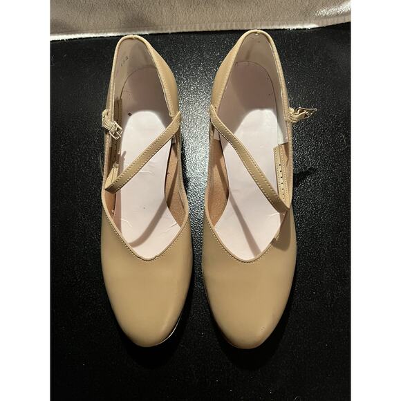 Capezio Tele Tone Tap Women’s 10 Tan Heels Made In USA - Picture 1 of 16